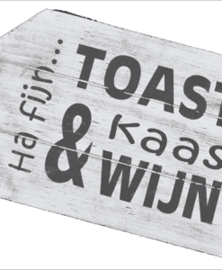 WoodArt houten dienblad label antique white toast kaas en wijn